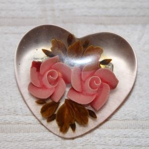 3D heart pin with a flower inside